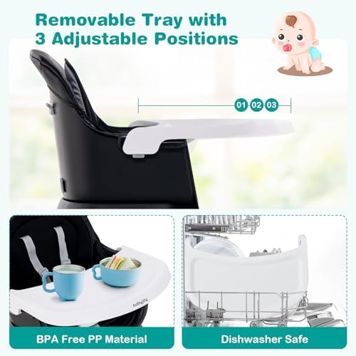BABY JOY Baby High Chair, 8 in 1 Convertible Highchair - Image 4