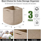 ICERZCZ 13 Inch Cube Closet Storage Bins 13x13x13 in, Mixed Brown Pack of 3 - Image 2