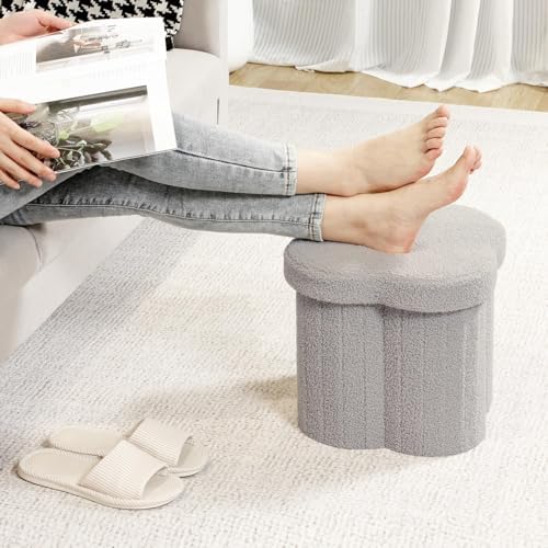B FSOBEIIALEO Storage Ottoman Cube, Flowers Shaped Ottomans - Image 5