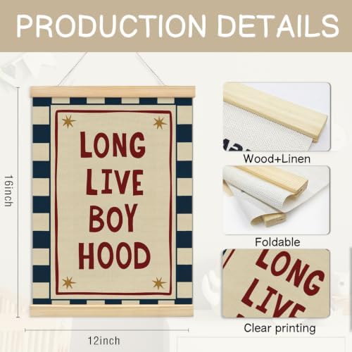 NaZaUK Long Live Boyhood Wall Decor, Boys Room Wall Art Poster Hanger Frame - Image 5