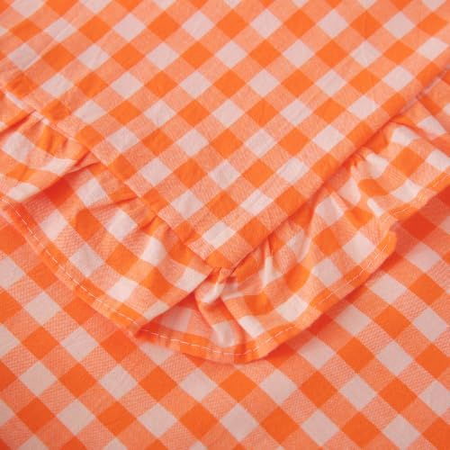 2 Pack Orange Gingham Lumbar Throw Pillow Shams 12''x20'' - Image 7
