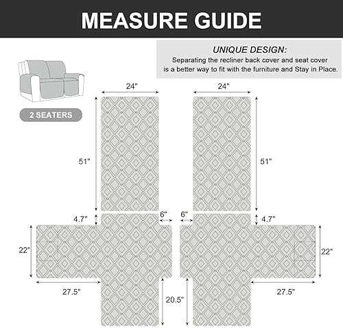 Genina Waterproof Loveseat Recliner Cover Non-Slip, Sofa Cover - Image 5