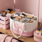 Diaper Caddy Organizer Pink Bow Empty Gift Basket - Image 5