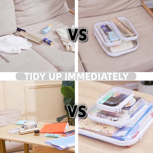 3PCS Clear Hard Plastic Zipper Case, Double Zippers Hard Pouch, Portable Travel - Image 5