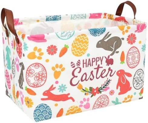 Easter Basket for Kid Large Empty Rectangular Cute Easter Gift Storage Basket by ASKETAM
