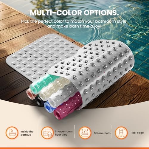 Non-Slip Bath Tub Mat, 39x16 Inch Extra Large Shower Mat - Image 5