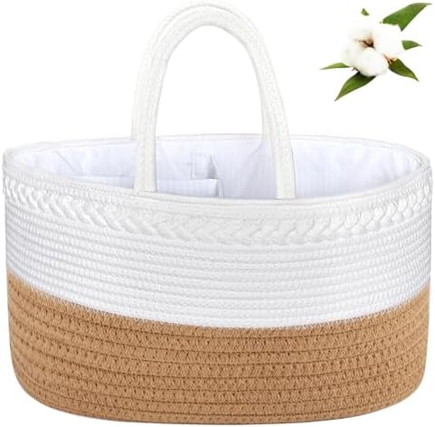 ABenkle X-Large Diaper Caddy Organizer, Boho Rustic Cotton Rope Nursery Baby by ABenkle