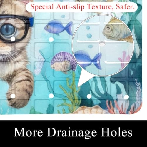 Shower Mat Bathtub Mat, 26.8x15.1 inch, Non-Slip Bath Mat - Image 2