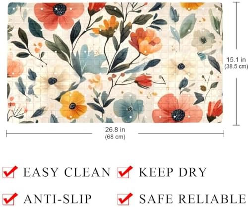Bathtub Mat Non Slip 26.8x15.1In, Florals Design Bath Mat - Image 4