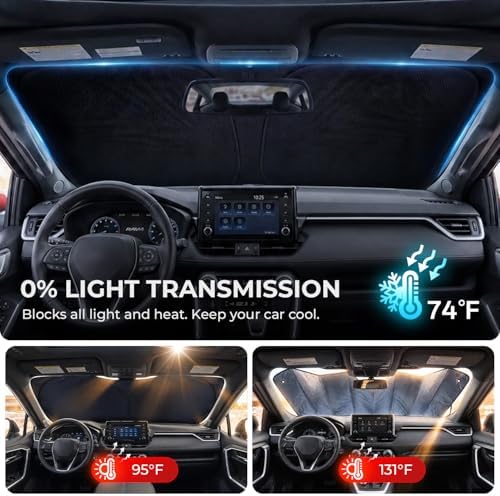 DooGooCoo Windshield Sun Shade for Nissan Rogue 2021-2025 2026 Sunshade for Car - Image 5