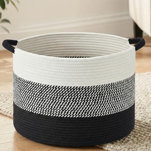 Artfeel 100L Large Cotton Rope Basket, Decorative Woven Blanket Storage by Artfeel