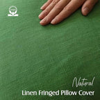 Foindtower Decorative Linen Fringe Throw Pillow Covers 24×24 Forest Green - Image 2