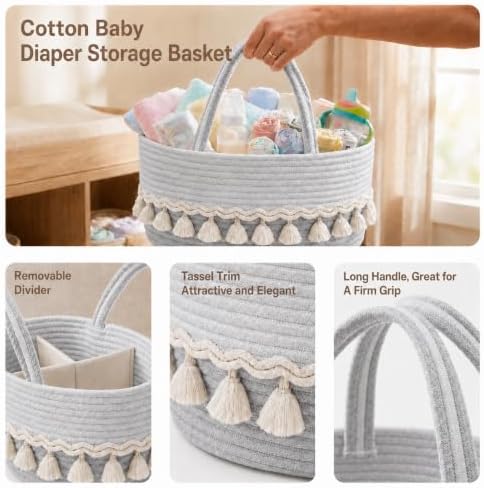 Baby Diaper Caddy Organizer, Portable Nursery Storage Basket - Image 3