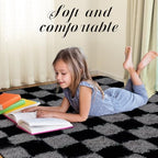 Super Soft Rug for Bedroom, 4x6 Ft Grey and Black Area Rug Classic Checkered - Image 3