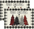 Artoid Mode Waterclor Buffalo Plaid Christmas Trees Placemats Set of 2 by ArtoidMode