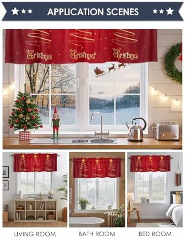 Vandarllin Christmas Tree Kitchen Curtains Valances - Image 6