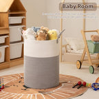 OIAHOMY 100L Nursery Hamper Laundry Basket Laundry Hamper Grey/White - Image 3