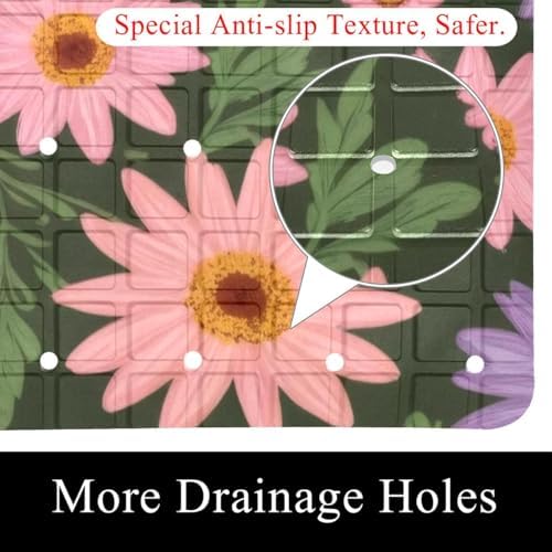 Bath Tub Shower Mat, Washable Bathtub Floor Mats, Suction Cups and Drain Holes - Image 2