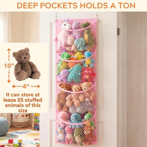 Over The Door Stuffed Animal Storage, Cotton Toy Organizer - Image 3