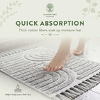 Lemontree Light Gray Boho Bath Mat, Non-Slip Cotton Bathroom Rug, 2x3 ft - Image 4