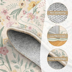 Scalloped Floral Rug 5x7, Sage Green Washable Non Slip Area Rug - Image 5