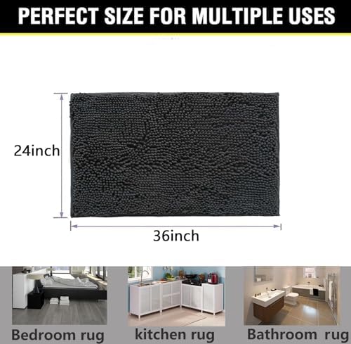 BOANKODU Bathroom Rugs 36x24, Extra Soft Absorbent Chenille Bath Rugs, PVC - Image 2