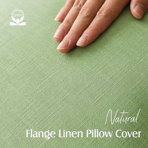 Foindtower Linen Solid Decorative Throw Pillow Covers 26x26 Inch Lime Green - Image 2