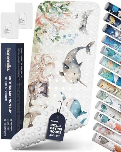 homerella Bathtub Mat Non Slip Kids 40x16 Baby Bath Mat Non Slip Anti Mold by Homerella