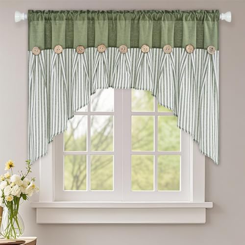 ASPMIZ Farmhouse Cotton Linen Swag Valances by ASPMIZ