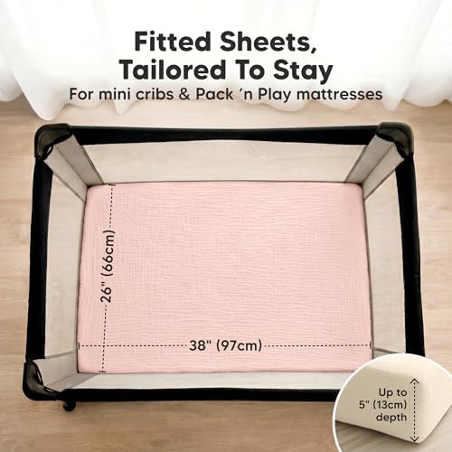 2-Pack Muslin Mini Crib Sheets for Boys, 38x26 Fitted Sheet - Image 3