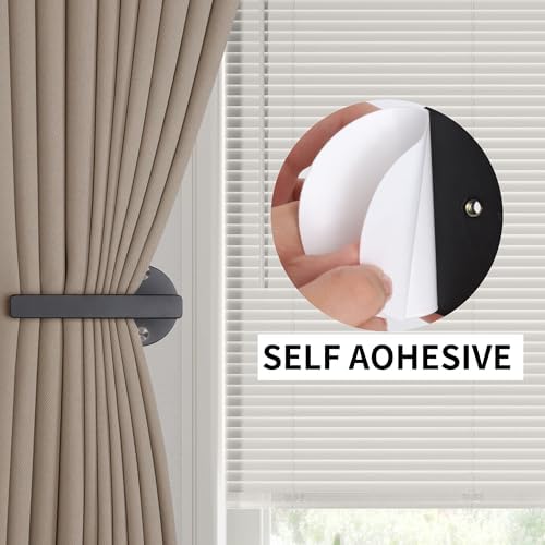 2 Pack Adhesive Curtain Holdbacks, Wood Curtain Tiebacks - Image 3