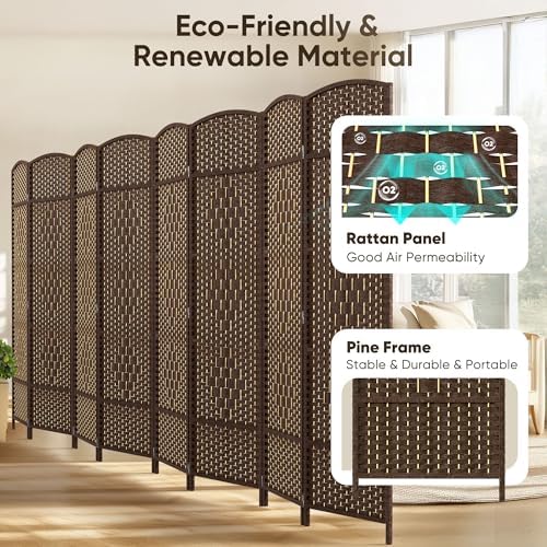 JOSTYLE 8 Panel Room Divider, Privacy Screen & Room Separation, Extra Wide - Image 3