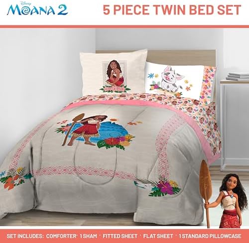 Disney Moana Twin Comforter Set 5 Piece Kids Bedding - Image 2