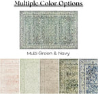 Dark Green Area Rugs 8x10 for Bedroom Washable Floral Distressed Carpet - Image 6