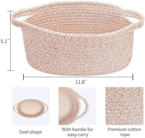 ABenkle Small Basket with Handles, Boho Decorative Rope Woven Dog Cat Toy - Image 2