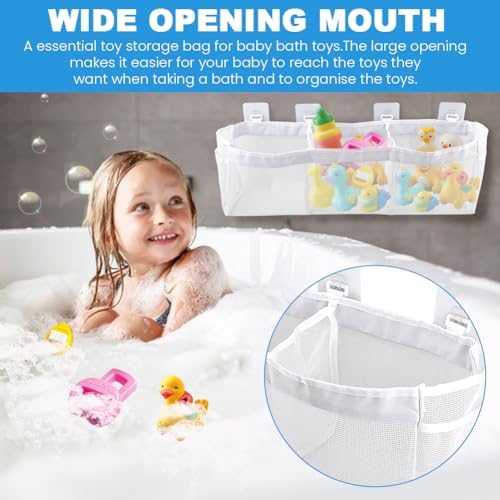 3‑Compartment Bath Toy Storage Mesh Organizer, Wall‑Mount Shower Caddy - Image 3