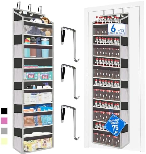 over the door organizer, Solid Bamboo Board 6-Tier Heavy Duty 75LB, 12 Side by Zebricolo