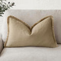 Foindtower Decorative Linen Fringe Lumbar Throw Pillow Covers Boho Farmhouse by Foindtower