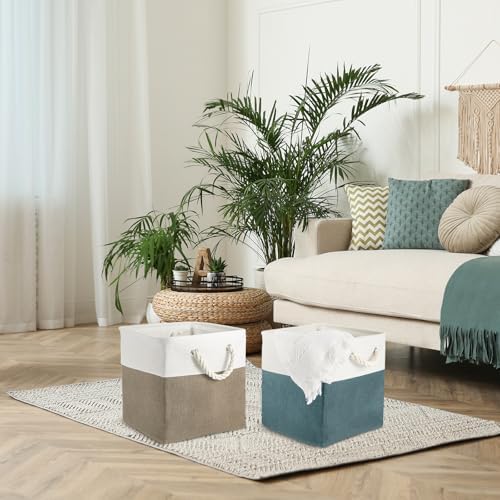 6 Pack 11x11 Inch Cube Storage Bins Fabric Square Cube Baskets - Image 6