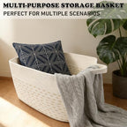 96L Woven Laundry Basket with Handles, Extra Blanket Basket - Image 6