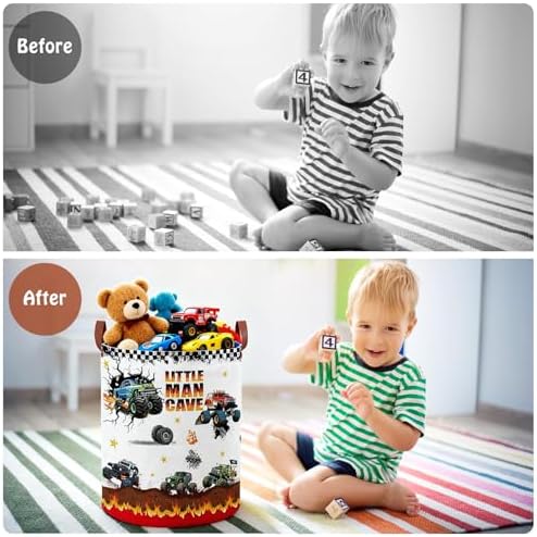 Monster Trucks Laundry Hamper, Car Room Decor Storage Basket, Kid Valentine's - Image 3
