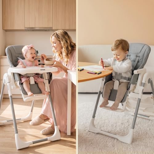 INFANS High Chair for Babies and Toddlers Reclining Seat Light Grey - Image 2