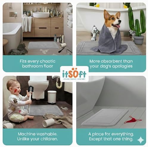 ITSOFT Memory Foam Bath Mat 31x20, Non Slip, Machine Washable, Quick Dry & - Image 6