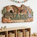 Personalized Dinosaur Nursery Name Sign, Custom Dino Bedroom Wall Decor by HANZSPROUT