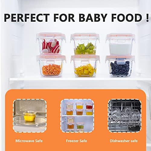 Luvan 6oz Baby Food Storage Containers, Baby Food Containers Glass Stackable - Image 4