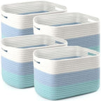 4 Pack Storage Baskets for Organizing, and Clothes, Cotton Rope Basket for by Unknown