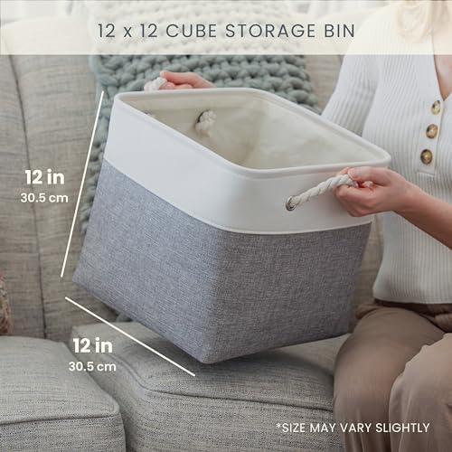 OrganiHaus 12x12 Cube Storage Bins, Rope Handles - Image 2
