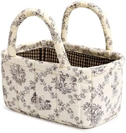 Small Storage Basket Organizer, Mini Fabric Floral Storage Baskets by Ankick