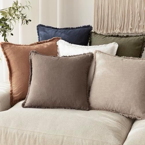 Foindtower Decorative Linen Fringe Throw Pillow Covers Boho Farmhouse Cushion - Image 7