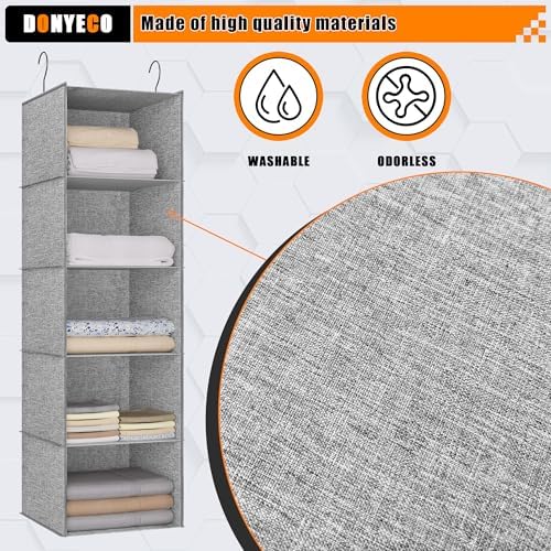 Hanging Closet Organizer 5-Shelf, Oxford Linen Wardrobe Storage - Image 6